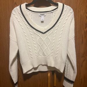white cropped sweater